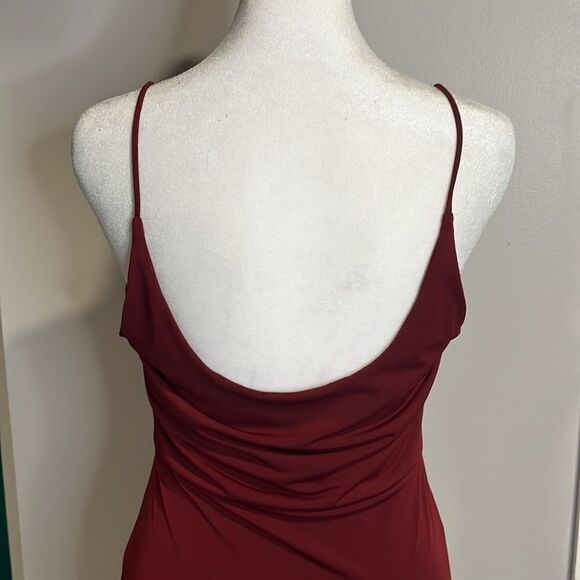 LUSH NWT high front slit slip dress burgundy - small - Picture 5 of 9